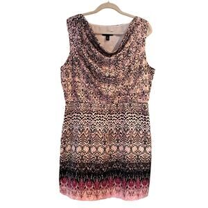 Dana Buchman XL Dress Pink Black White Floral Sleeveless Lined‎